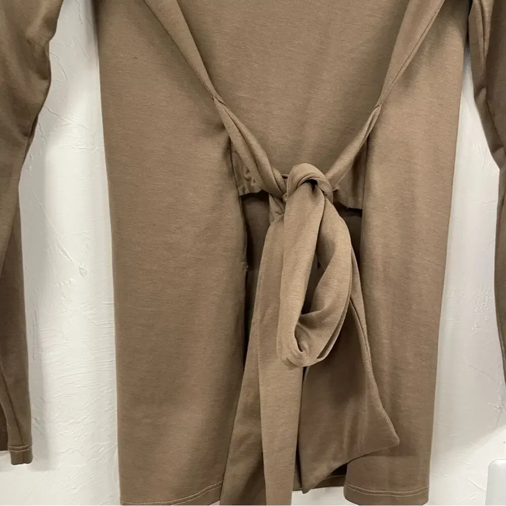 Peruvian Connection Brown Long Sleeve Blouse Women’s M Tie Waist Lagenlook Top